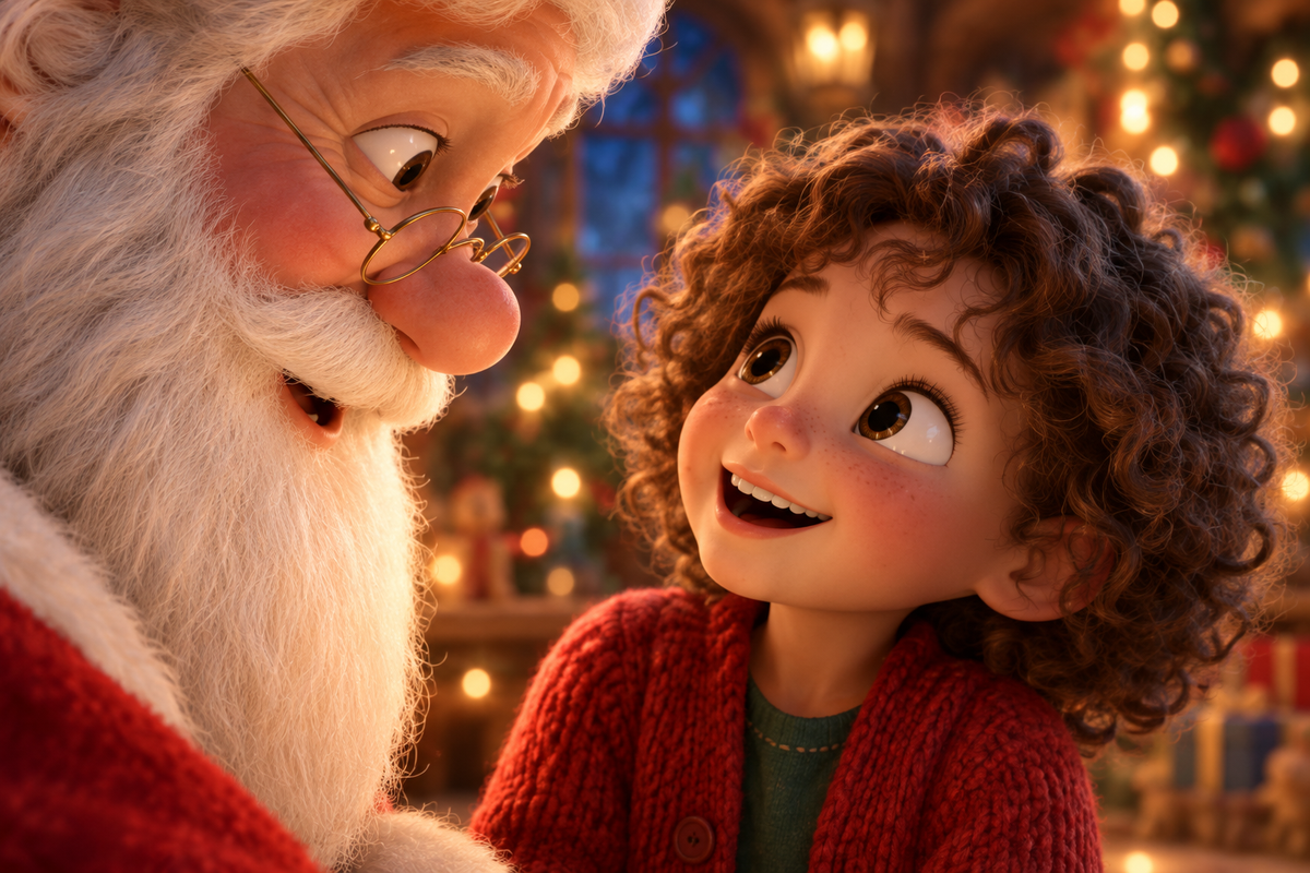 A magical moment shared by Santa and the child